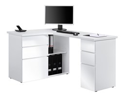 Biurko narożne ICE WHITE 145 cm, biały, 95433956
