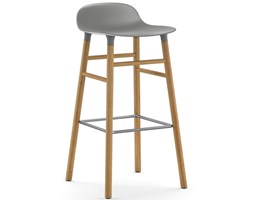 Normann Copenhagen szary stołek barowy Form z dębowymi nogami