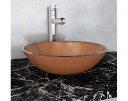 vidaXL Umywalka z brązowego, hartowanego szkła 42 cm
