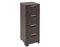 Regał komoda 4 szuflady rattan brązowy brąz CURVER