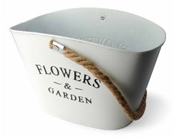 Doniczka osłonka biała ze sznurkami FLOWERS Mondex