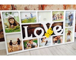 Multi ramka do 10 zdjęć multiramka na zdjęcia LOVE biała 10x15 12,5x17,5