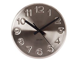 Zegar ścienny Bold Engraved Numbers Steel, 19 cm - KARLSSON - DECOSALON - Zakupy bez ryzyka