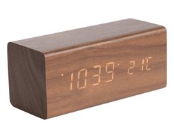 Zegar stołowy, budzik Block Dark Wood LED - KARLSSON - DECOSALON - Zakupy bez ryzyka