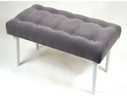 Ławeczka Pufa Pufka Pikowana Avila 24 Szara Nogi Okrągłe Białe Vintage Retro 70cm