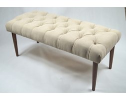 Ławeczka Pufka Pikowana Klasyczna Nowoczesna Avila 3 Jasny Beż Nogi Okrągłe Palisander Indyjski 70cm - Avila 3 Jasny Beż