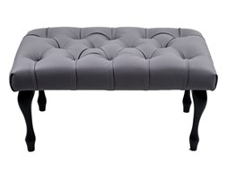 Ławeczka Pufa Pufka Pikowana Eko Skóra Szara EK8 Nogi Czarne Półmat Styl Chesterfield 70cm
