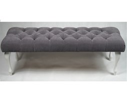 Ławeczka Pufka Pikowana Avila 24 Szary Nogi Ludwik Biały Półmat 110cm - 110 cm