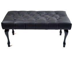 Ławeczka Pufa Pufka Pikowana Czarna Eko Skóra Nogi Ludwik Czarne Półmat Styl Chesterfield Kryształki Szklane 80cm