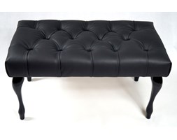 Ławeczka Pufa Pufka Pikowana Czarna Eko Skóra Styl Chesterfield 70cm