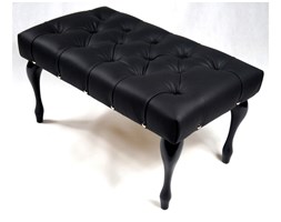 Ławeczka Pufa Pufka Pikowana Czarna Eko Skóra Podbita Ćwiekami Styl Chesterfield 75cm