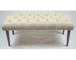 Ławeczka Pufa Pikowana Jasny Beż Palisander Indyjski 90cm