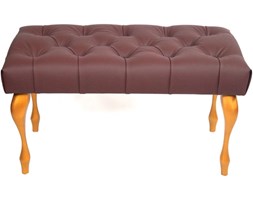 Ławeczka Pufa Pufka Pikowana Eko Skóra Brązowa EK18 Nogi Ludwik Stare Złoto Styl Chesterfield 70cm