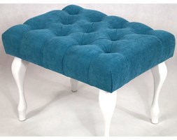Ławeczka Pufa Pufka Pikowana Avila 19 Lazur Nogi Ludwik Białe Półmat Vintage Retro 50cm