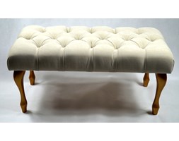 Ławka Pikowana Avila 1 Kremowy Nogi Ludwik Stare Złoto 120cm - 120 cm