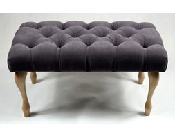 Ławeczka Pufka Pikowana Avila 25 Ciemny Szary Nogi Ludwik Naturalny Półmat 70cm - Avila 25 Ciemny Szary