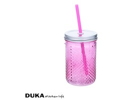 Słoik na napoje 400 ml różowy