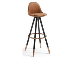 PORFIO Barstool black wood fabric brown oxidon