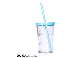 Słoik z plastikową słomką i pokrywką 250 ml