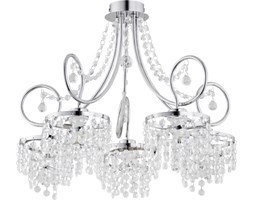Srebrna lampa wisząca z kryształkami zwis żyrandol Alfa Diana New 5x40W E14 chrom/przeźroczysty 17695