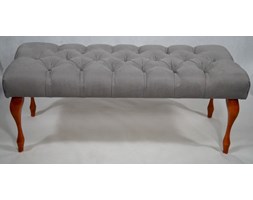 Ławeczka Pufka Pikowana Altara 14 Jasny Szary Nogi Ludwik Palisander Indyjski 90cm - Altara 14 Jasny Szary