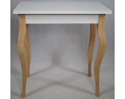 Konsola Stolik Biurko Biały Półmat Nogi Wygięte Naturalne Mat 70cm/40cm/74cm