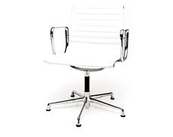 Fotel biurowy inspirowany EAMES 108 biały, skóra + chrom