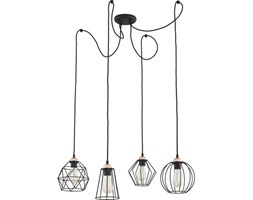Lampa wisząca druciana zwis oprawa TK Lighting Galaxy 4x60W E27 czarna/ miedź 1646