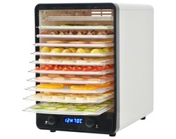 vidaXL Dehydrator do żywności z 10 tacami, biały, 550 W