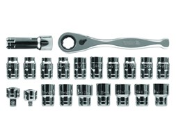 Nasadki przelotowe 1/2" i 1/4" z grzechotką, kpl.21 szt. Yato YT-3865