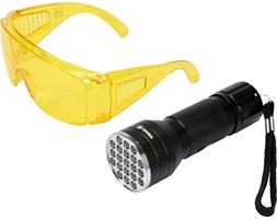 ZESTAW LATARKA UV 21 LED I OKULARY Vorel 82756