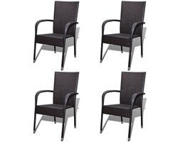 vidaXL Krzesło ogrodowe, 4 szt., rattan PE, brązowe (2x42487)
