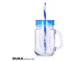 Słoik na napoje z sitkiem na owoce 450 ml niebieski