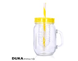 Słoik na napoje z sitkiem na owoce 450 ml żółty