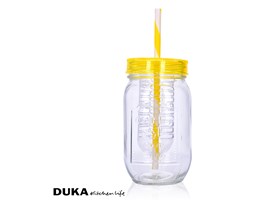 Słoik na napoje z sitkiem na owoce 450 ml żółty