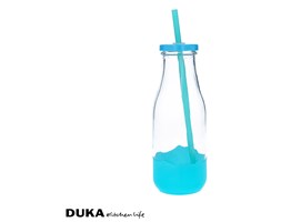 Butelka na napoje ze słomką 400 ml niebieska