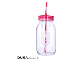 Słoik na napoje z sitkiem na owoce 700 ml czerwony