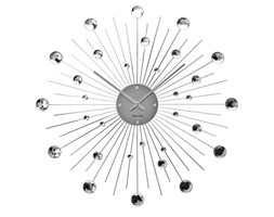 Zegar ścienny Sunburst Crystal, srebrny, 50 cm - Karlsson - DECOSALON - Zakupy bez ryzyka