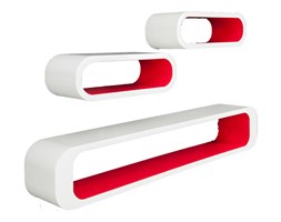 3 PÓŁKI WISZĄCE PÓŁKA WISZĄCA OWALNE BIAŁOCZERWONE
