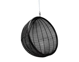 Wiszacy fotel rattanowy czarny - HK Living