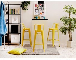 Metalowy Stołek Barowy Z Oparciem Alfredo Stool 1 Żółty