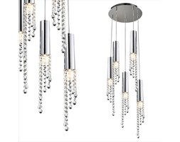 LAMPA wisząca DUERO 35-26088 Candellux kryształowa OPRAWA zwis LED 15W kaskada tuby crystal chrom