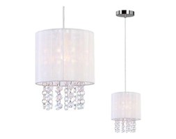 Dekoracyjna LAMPA wisząca ASTRA MDM1953-1 W Italux abażurowa OPRAWA glamour ZWIS z kryształkami crystal biały