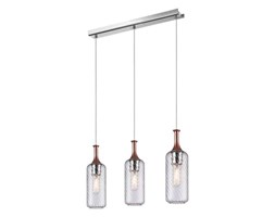 LAMPA wisząca CHANDLER COPPER P0364-03A-B5GP Italux szklana OPRAWA zwis LISTWA sufitowa butelki z wzorkami przezroczyste