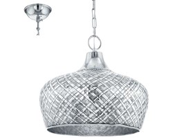 Marokańska LAMPA wisząca SALTASH 49676 Eglo metalowa OPRAWA vintage ZWIS na łańcuchu kopuła ze wzorem chrom
