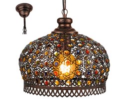 Ażurowa LAMPA wisząca JADIDA 49764 Eglo vintage OPRAWA zwis orientalny z kryształkami kopuła crystal antyczna miedź multikolor