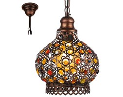Ażurowa LAMPA wisząca JADIDA 49763 Eglo vintage OPRAWA zwis orientalny z kryształkami crystal antyczna miedź multikolor