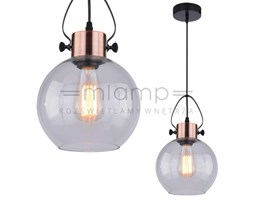 Wisząca LAMPA vintage VIDEO 31-56627 Candellux szklana OPRAWA zwis kula ball retro miedź przezroczysta