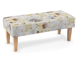Dekoria Ławka, żółto-szare kwiaty na białym tle, 100 × 40 × 40 cm, Acapulco