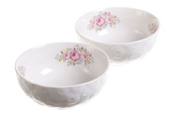 Dekoria Zestaw miseczek Lovely roses porcelana 2szt, 225ml, 225ml